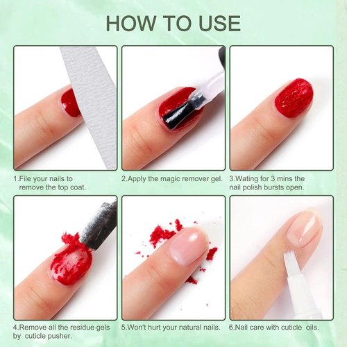 SULLMAR 2pcs Nail Polish Remover Gel Manicure Nail Gel Polish Remover Nail Art Quickly Remove Nail Polish for Nails Remover