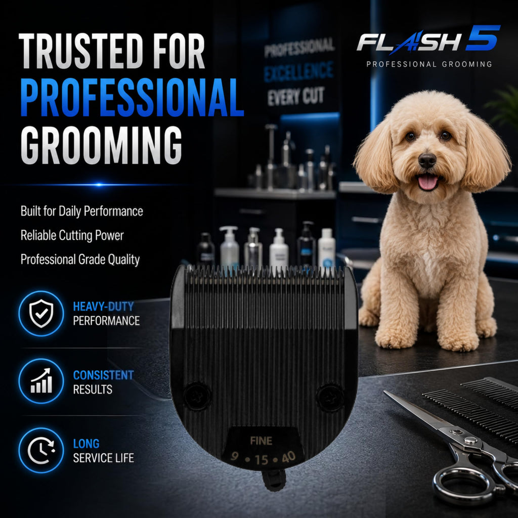 Kenchii Professional Dog Clipper Blade Flash 5 Pet Hair Clipper - Detachable Stainless Steel Blades for Dog Grooming - Hair Clippers & Accessories Pet Shaving Blades. (KEFB5-SLD)