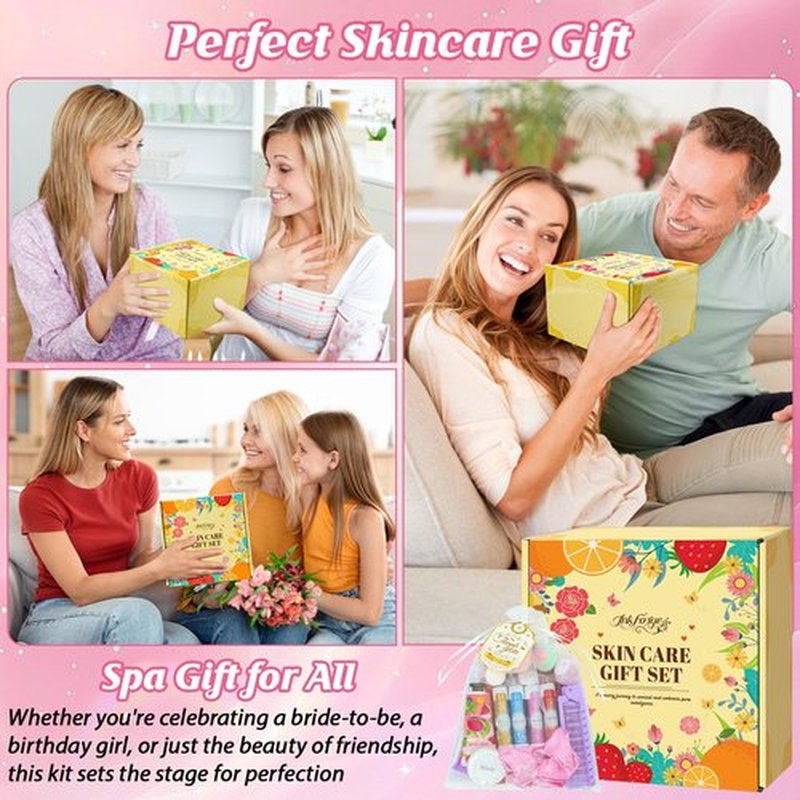 104PCS Sleepover Spa Party Supplies, Include Face Masks, Lip Balm, Hand Cream, Under Eye Patches, Lip Mask, Foot Bath Bombs, Hair Comb, Headband, Spa Birthday Kit for Women Girls Gift Skincare Set