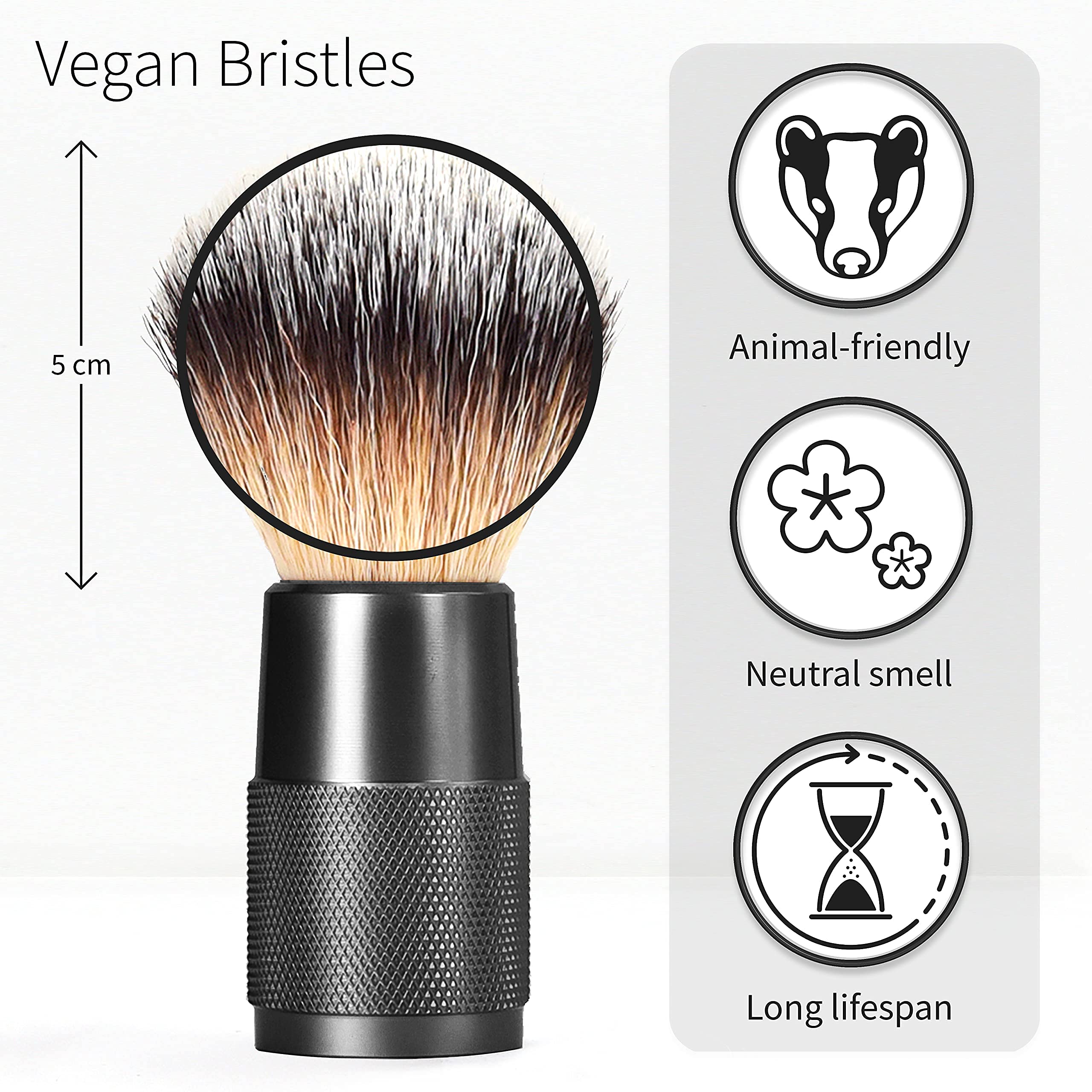 Bambaw - Synthetic Shaving Brush Black | Best Ingrown Hair Treatment | Wet Shaving Brush Shave Brush| Shaving Brush Metal Handle | Your Razor Bump Treatment