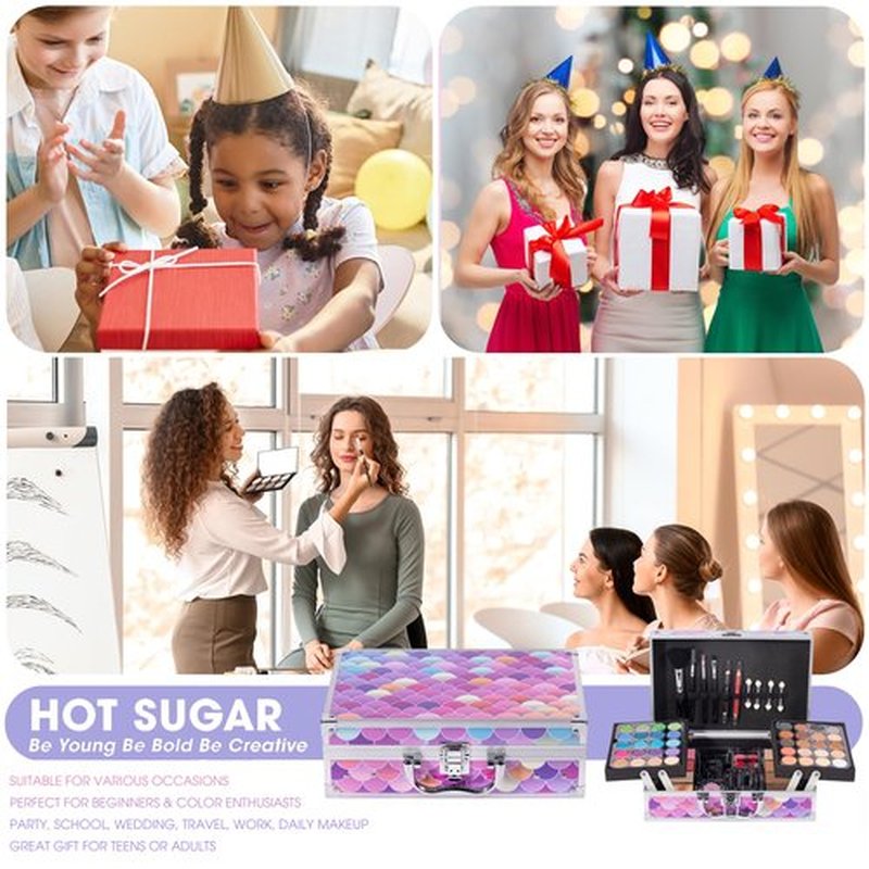 Hot Sugar Makeup Kit for Teen Girls 14-16, Beauty Box with Real Cosmetics for Women (Mermaid)