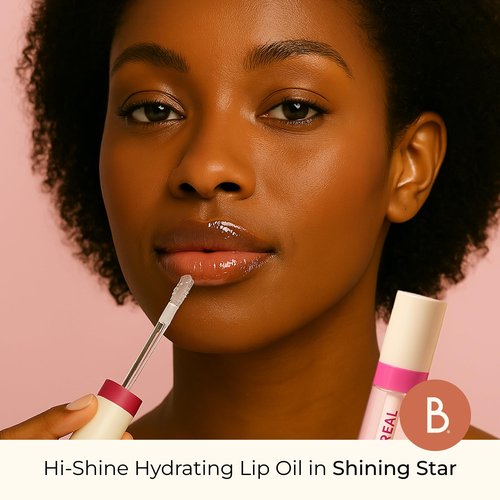 Beauty For Real Lip Revival Hi-Shine Hydrating Lip Oil, Raspberry Beret (Transparent Pink) - Lightweight - Non-Sticky, Shiny Finish - Paraben Free, Cruelty Free, Vegan