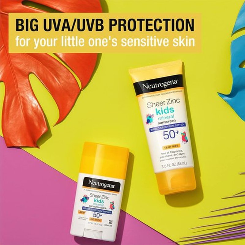 Neutrogena Kids Mineral Sunscreen Stick - Broad Spectrum SPF 50+ | Water-Resistant & Residue-Free, 1.5 oz