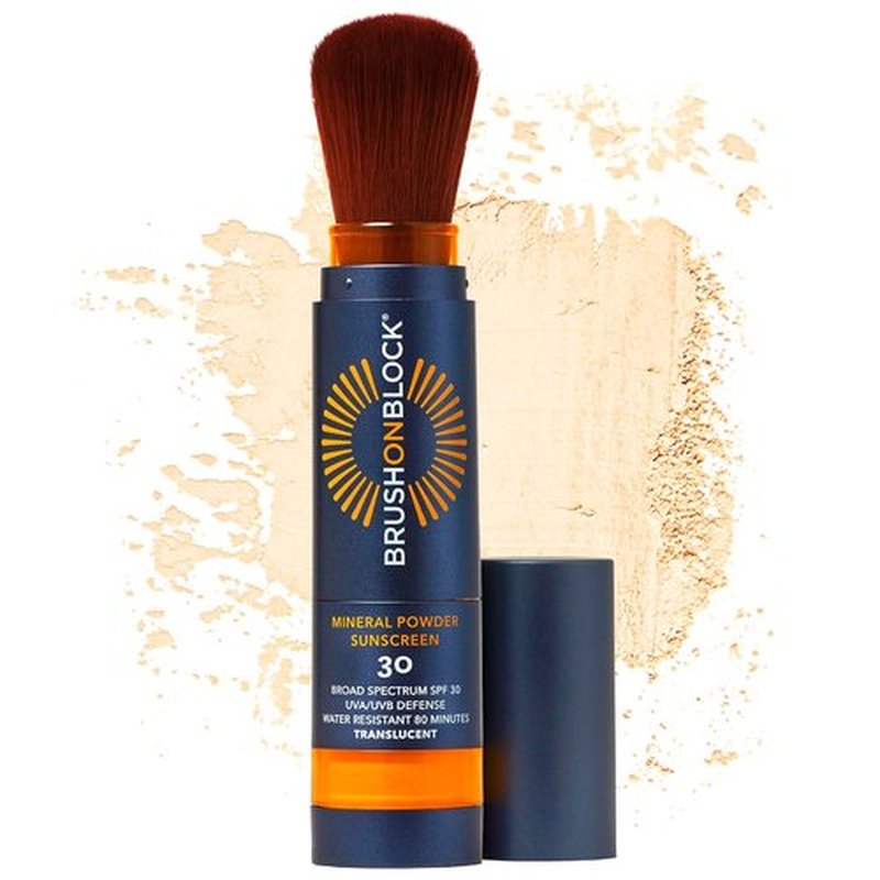 Brush On Block SPF 30 Mineral Powder Sunscreen - New Formula with Niacinamide & Vitamin C | Water Resistant, Translucent for All Skin Types
