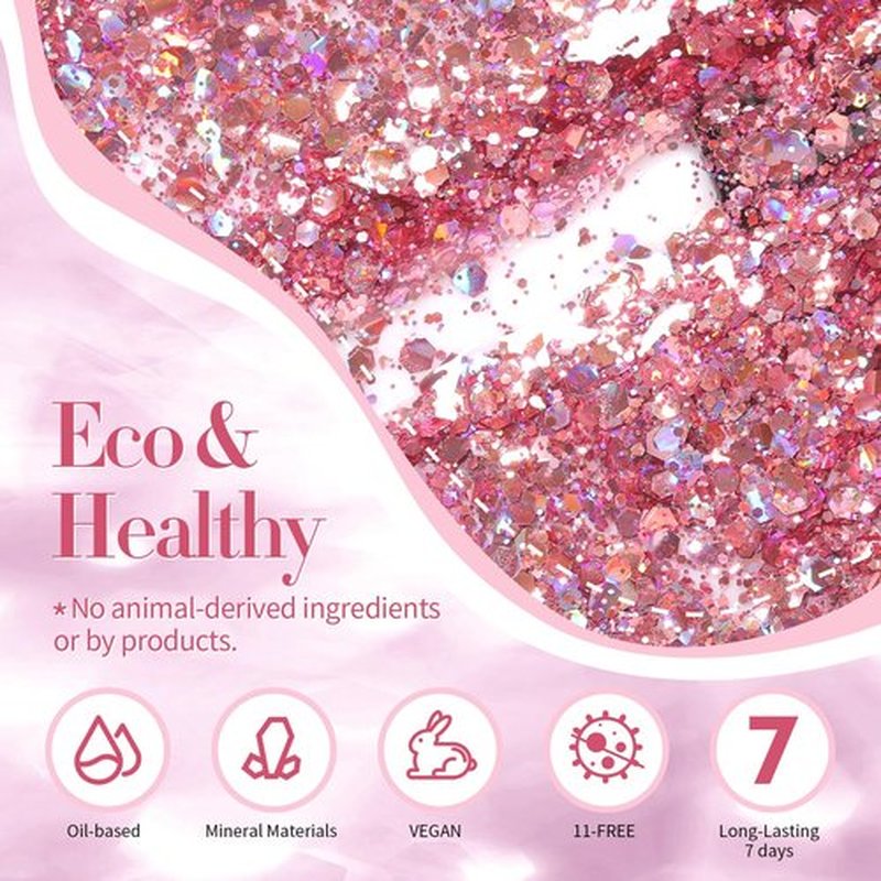 Born Pretty Holographic Nail Polish Rose Gold Glitter Sequins Nail Polish 10ML, Fast Drying Up to 7 Days of Wear, Sparkle Fingernail Polish for Women Girls