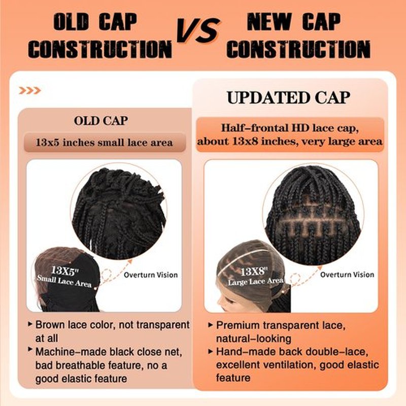 Brinbea Knotless Boho Braided Wigs 13x8'' HD Lace Front Braided Wigs for Women Box Braid Wig with Baby Hair Black Long Premium Synthetic Braided Lace Front Wigs 36 Inch