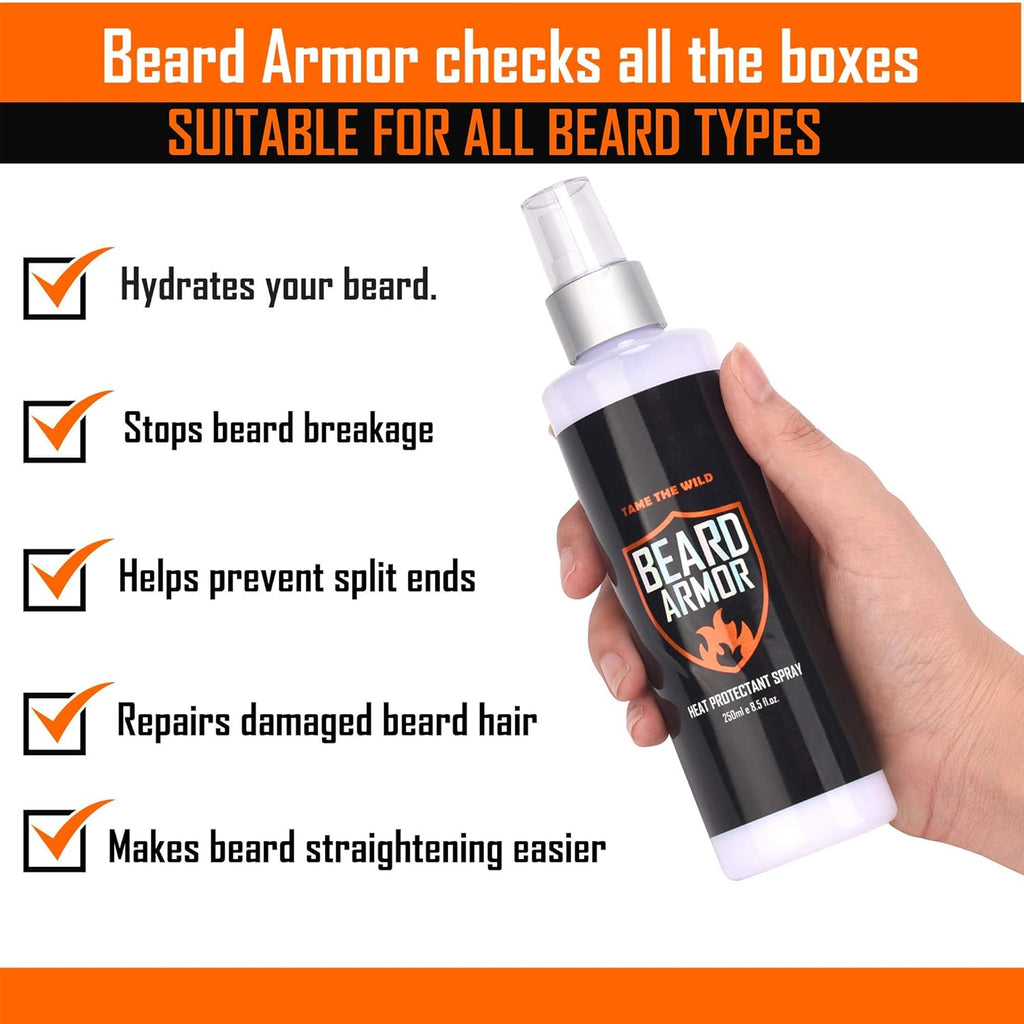 Wild Beard Straightener by Tame - Heat Protectant Spray with Argan Oil & Keratin - 8.5 Fl Oz