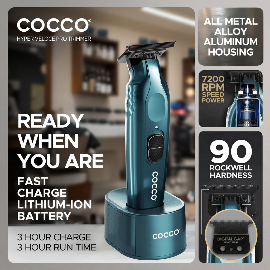 Cocco Hyper Veloce Pro Trimmer, Digital Gap Graphene Blade (Dark Teal)