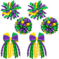 JUNEBRUSHS Mardi Gras Hair Bows Clips for Girls, Curly Bows with Alligator Clips, Purple Yellow Green Ribbon Hair Clip, Mardi Gras Accessories Favor Gifts for Girls