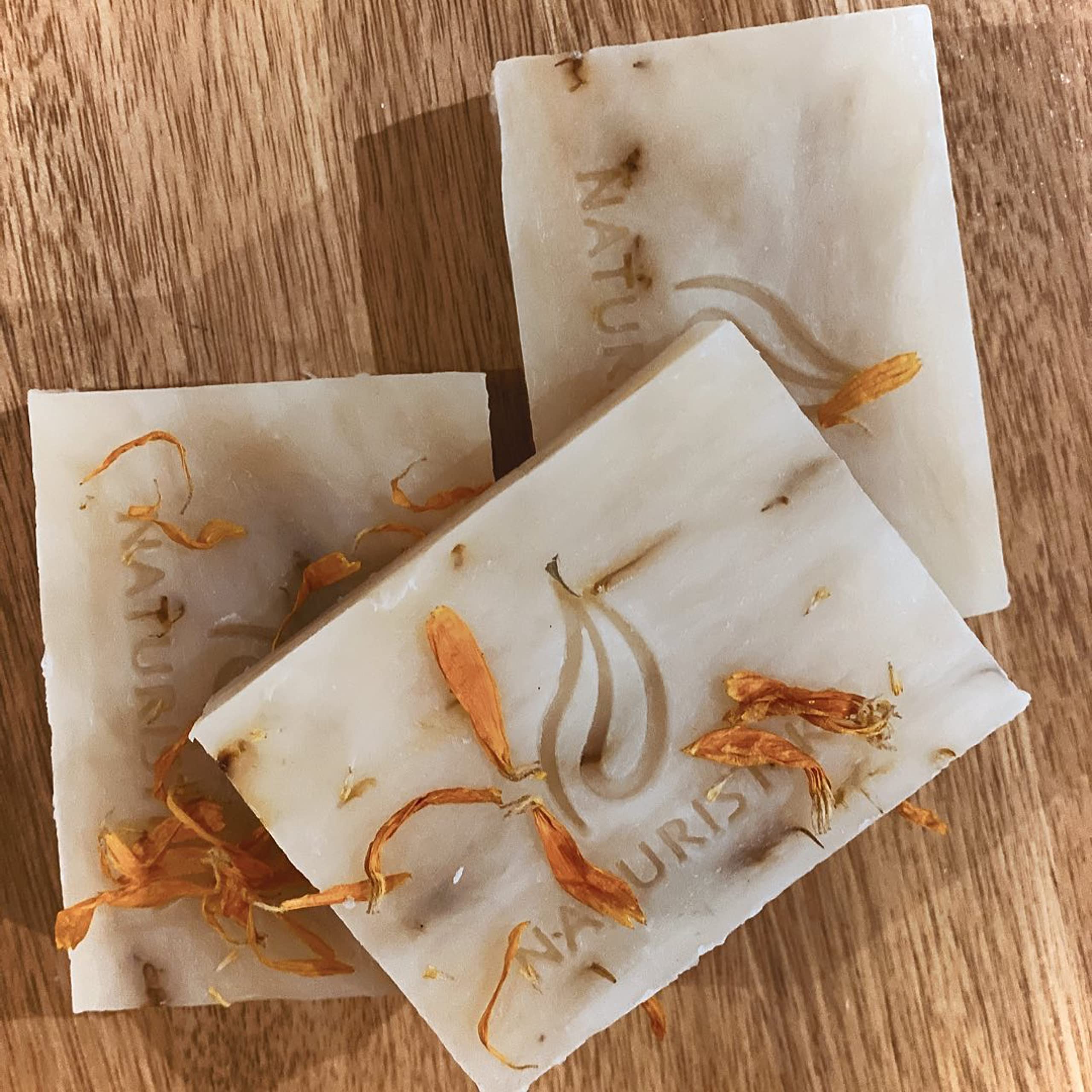 Naturistika Aloe and Calendula Soap Bar (3 Pack), Vegan and All Natural Handcrafted with Organic Oils. Face and Body Soap. For Men, Women and Teens. Unscented with Shea Butter.