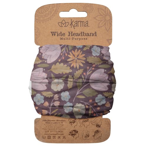 Karma Folklore Headband for Women - Wide - Fabric Headband and Stretchy Hair Scarf - Purple and Green
