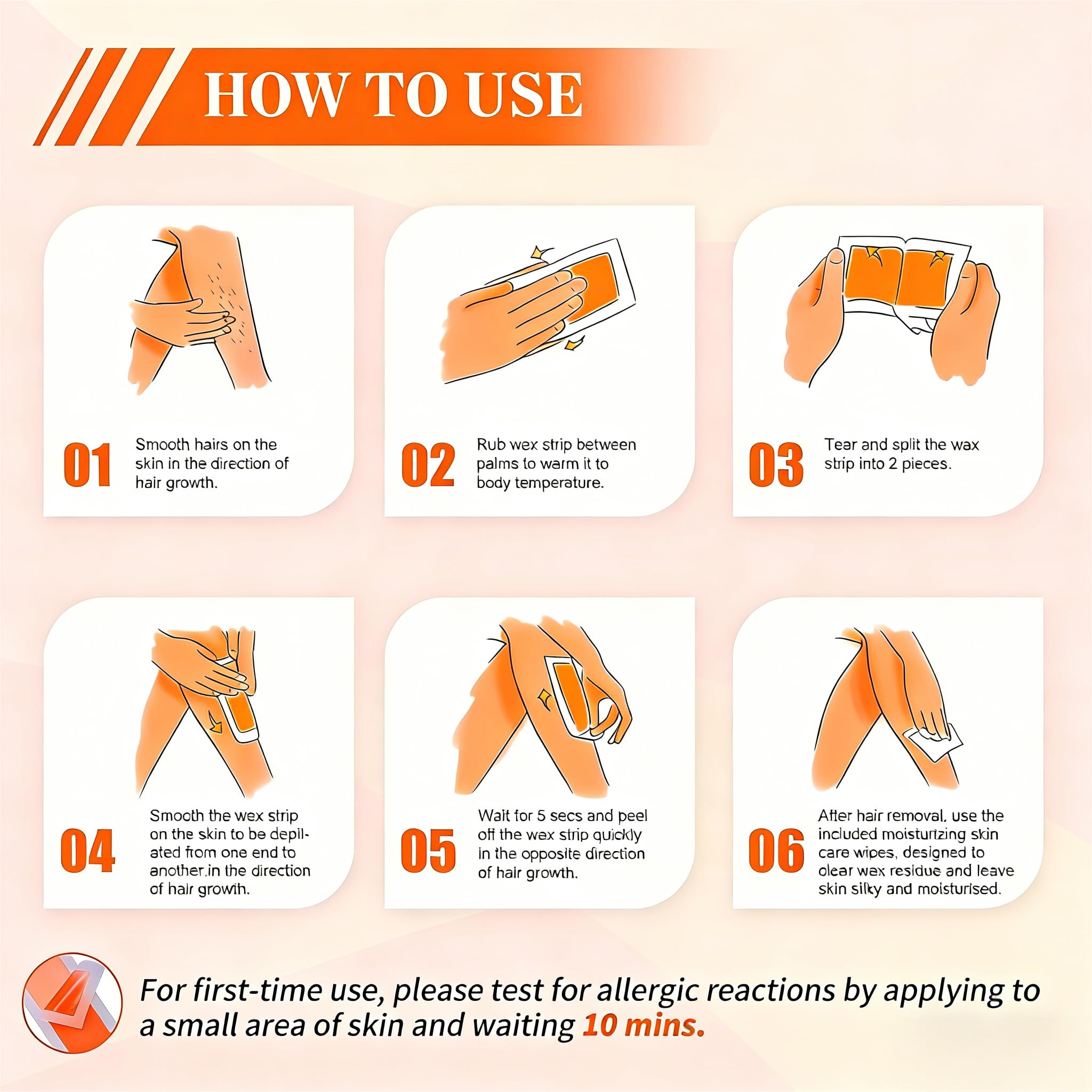 Charmonic Wax Strips 100 Count, Hair Removal Waxing Strips, Hair Remover Waxing Kit for Body & Face, At Home Waxing Kit for Eyebrow Leg Facial Bikini Hair Removal for Women