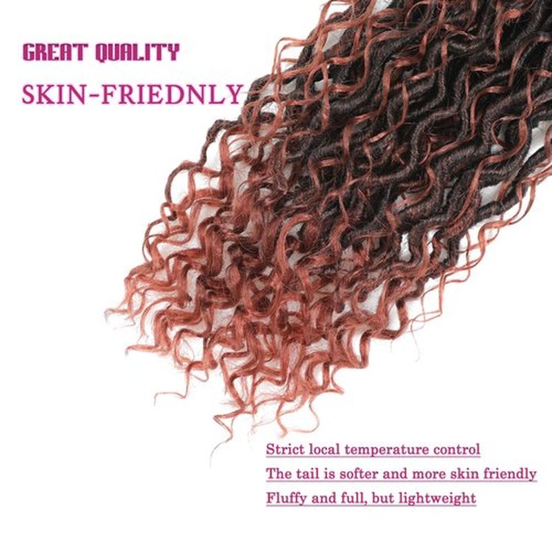 8 Packs Curly Goddess Faux Locs Crochet Hair for Black Women, 18 Inch Goddess Locs Crochet Hair Hippie Locs Synthetic Braids, Boho Style Hair Extensions (18 Inch, 8 Packs, T350#)