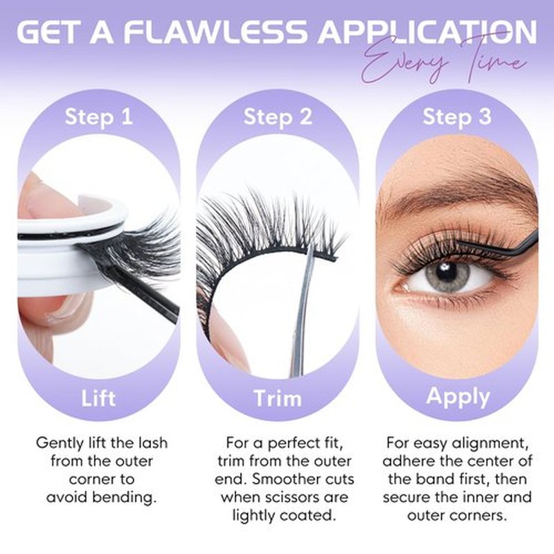 Self Adhesive Eyelashes, Natural Look Pre Glued No Glue Needed Reusable Press On Lashes False Eyelashes Wispy with Tweezer of Replacement Adhesive Strips 8-14mm 5 Pairs by WINKGIGGLE(H55)