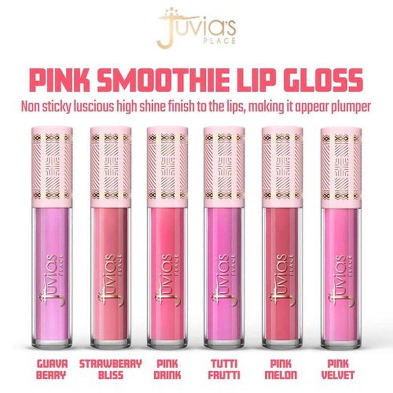 Juvia's Place Smoothie Lip Gloss - Hydrating Pink Velvet Cream Lipgloss | Non-Sticky Plumping Formula with Cocoa Butter & Chia Oil