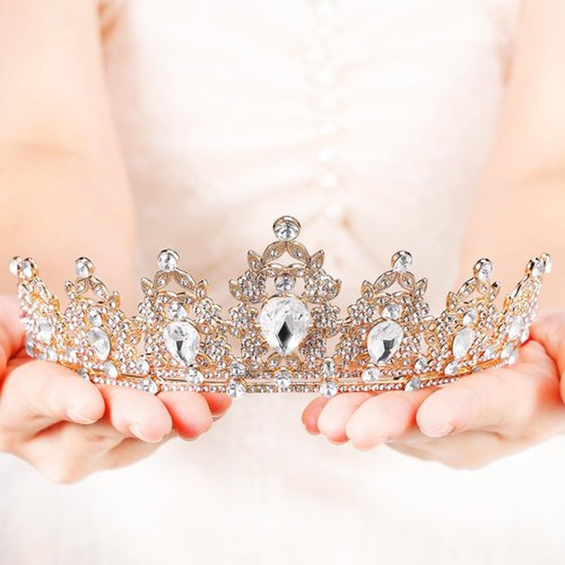 Tiara for Women, Crown and Tiara for Girl Princess, Bride Wedding Happy Birthday Halloween Cosplay Hair Accessories Decorations (Gold)