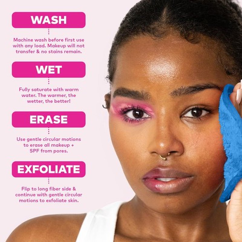 The Original MakeUp Eraser PRO, Effortlessly Remove All Makeup Using Only Water, Including Waterproof Mascara, Eyeliner, Foundation, Lipstick, Sunscreen,and More! Berry Blue, 1ct