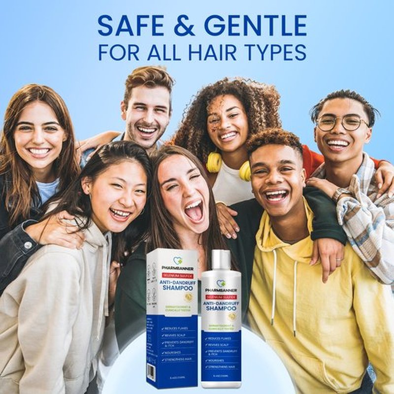 PHARMBANNER Anti-Dandruff Shampoo with Selenium Sulfide – Medicated Anti-Fungal Formula for Seborrheic Dermatitis & Folliculitis – Itchy, Flaky & Oily Scalp Relief – Menthol & Lavender Oil