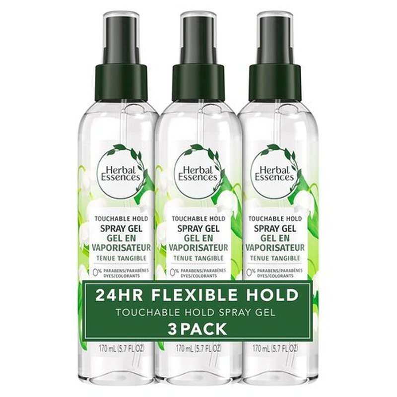 Herbal Essences Hair Spray Gel - Touchable Hold Styling Gel for Curly Hair | 5.7 Fl Oz (Pack of 3)