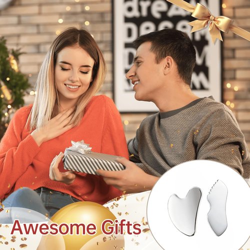 ALOYGUZ Stainless Steel Gua Sha Set Face Massager Metal Gua Sha Facial Tools Body Lymphatic Drainage Massager Guasha Sculpting Tool Skin Care Gifts for Women