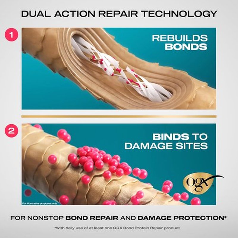 OGX Repair & Protect Bond Protein Conditioner - Lightweight Formula for Damaged Hair | 13 fl. oz, Paraben-Free