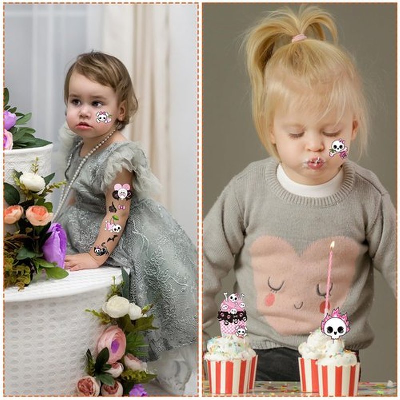 Bad Two the Bone Temporary Tattoos - Yoyuspy 200+ Pink Bad Two the Bone Party Decorations Favors Supplies Girl 2nd Birthday Decorations for Girls Cute Pink Skull Tattoo Stickers Gifts Prizes Rewards