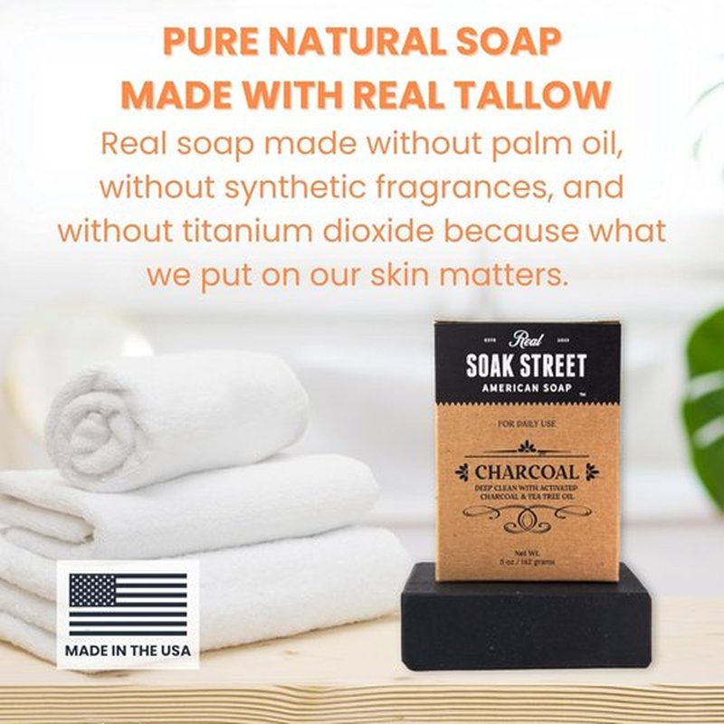 Real American Soap - Activated Charcoal & Tea Tree Oil Bar Soap (3 Pack) | Long-Lasting, Moisturizing Formula