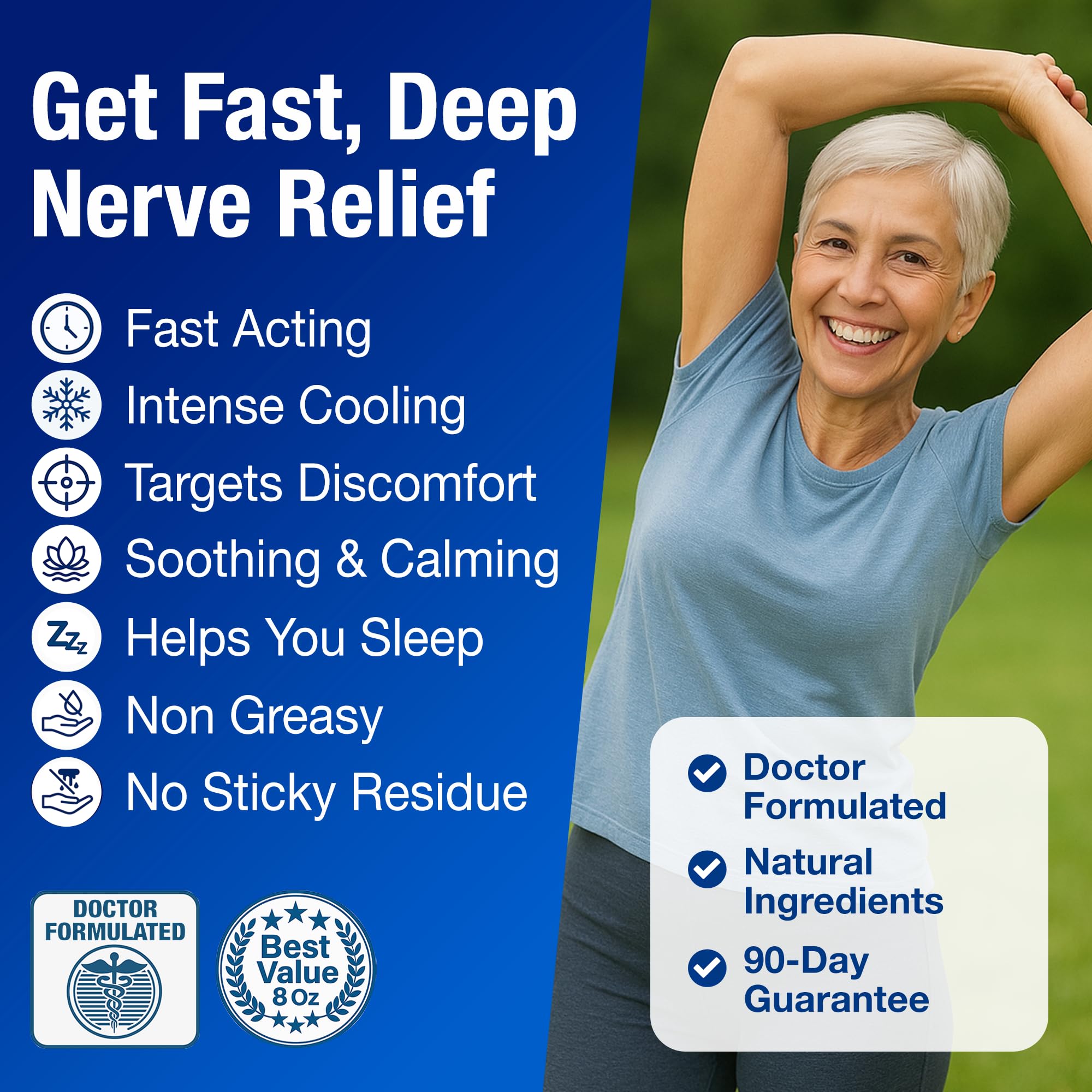 Neuropathy Nerve Relief Cream – Extra Large 8 oz – Maximum Strength for Feet Hands Legs Toes Back – Natural Ingredients Arnica Aloe Vera MSM Vitamins – Fast-Acting Soothing Relief – Super Value 8 oz