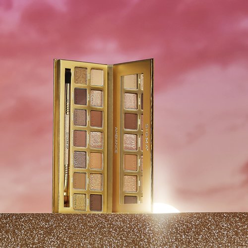Sigma Beauty Ambiance Eyeshadow Palette | Luminous, Neutral and Gold Shades | Summer Vibes, Mirror Included