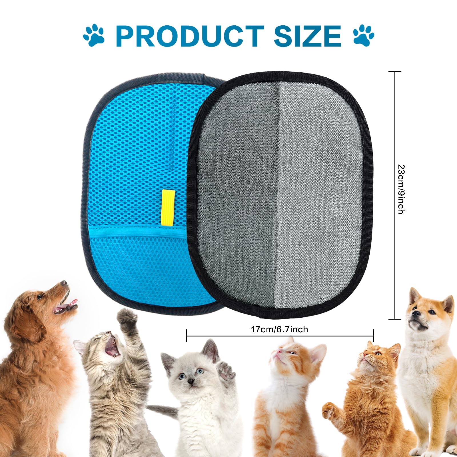 Cosyiker 3pc Pet Hair Removal Gloves, Reusable Cats & Dogs Pet Hair Removal Tool,Efficient Pet Hair Removal Electrostatic Gloves is Suitable for Clothes, Sofas, Beds and Carpets (Blue)