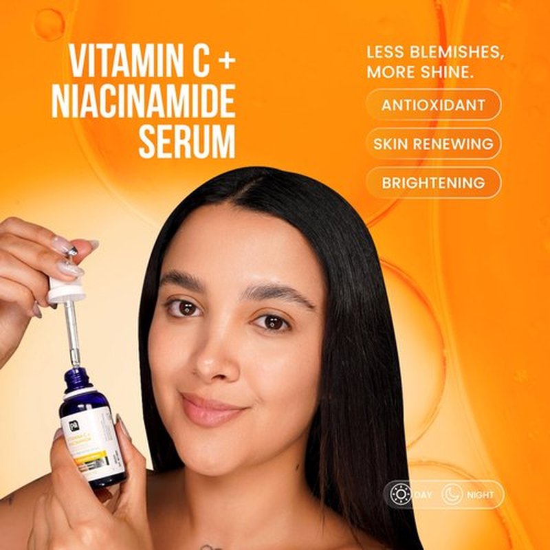 Pili Vitamin C Serum with Niacinamide & Organic Silicon – Brightening, Hydrating & Anti-Aging Face Serum for All Skin Types, Including Oily & Acne-Prone Skin – 1 fl oz