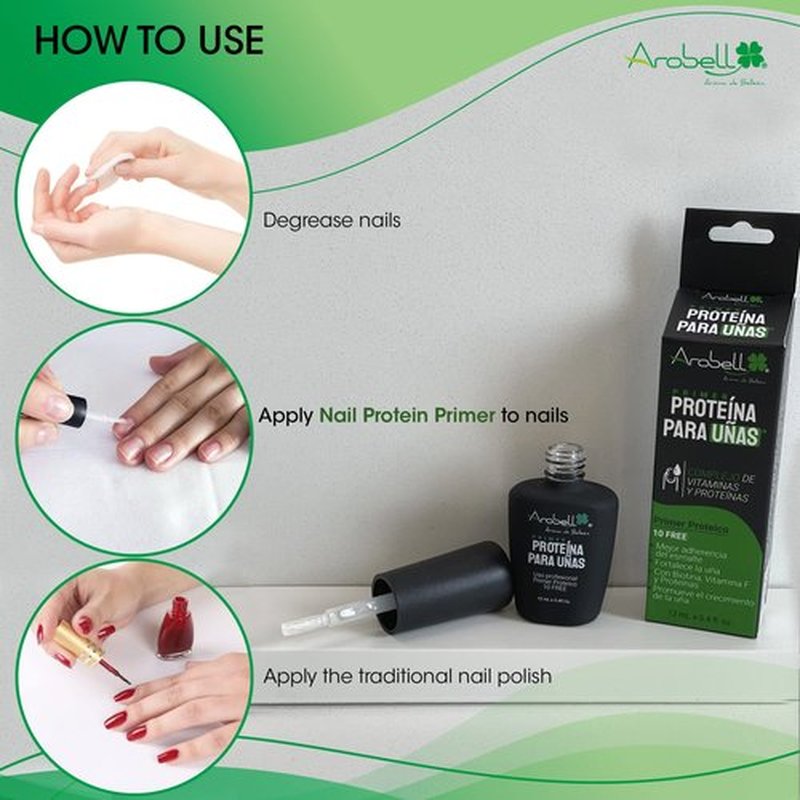 AROBELL Nail Primer - 12ml Multivitamin and Protein Nail Primer and Dehydrator – Professional Primer for Salons, Nail Artist Nail Tech Supplies - Easy to Apply and Long-Lasting Results