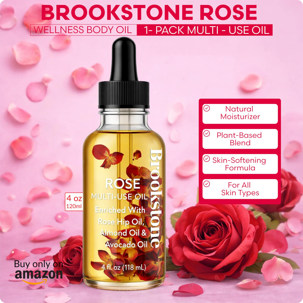 Brookstone Rose Multi-Use Essential Oil - Soothing Aromatherapy & Skincare Oil - Floral Rose Scent