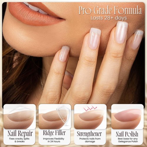 Tammy Taylor Plump Builder Gel Natural Nail Strengthener & Growth Hardener Repair Treatment Serum for Weak & Damaged Nails, Ridge Filler Base Coat Nail Polish, Clear Rubber Base, Endurecedor De Uñas