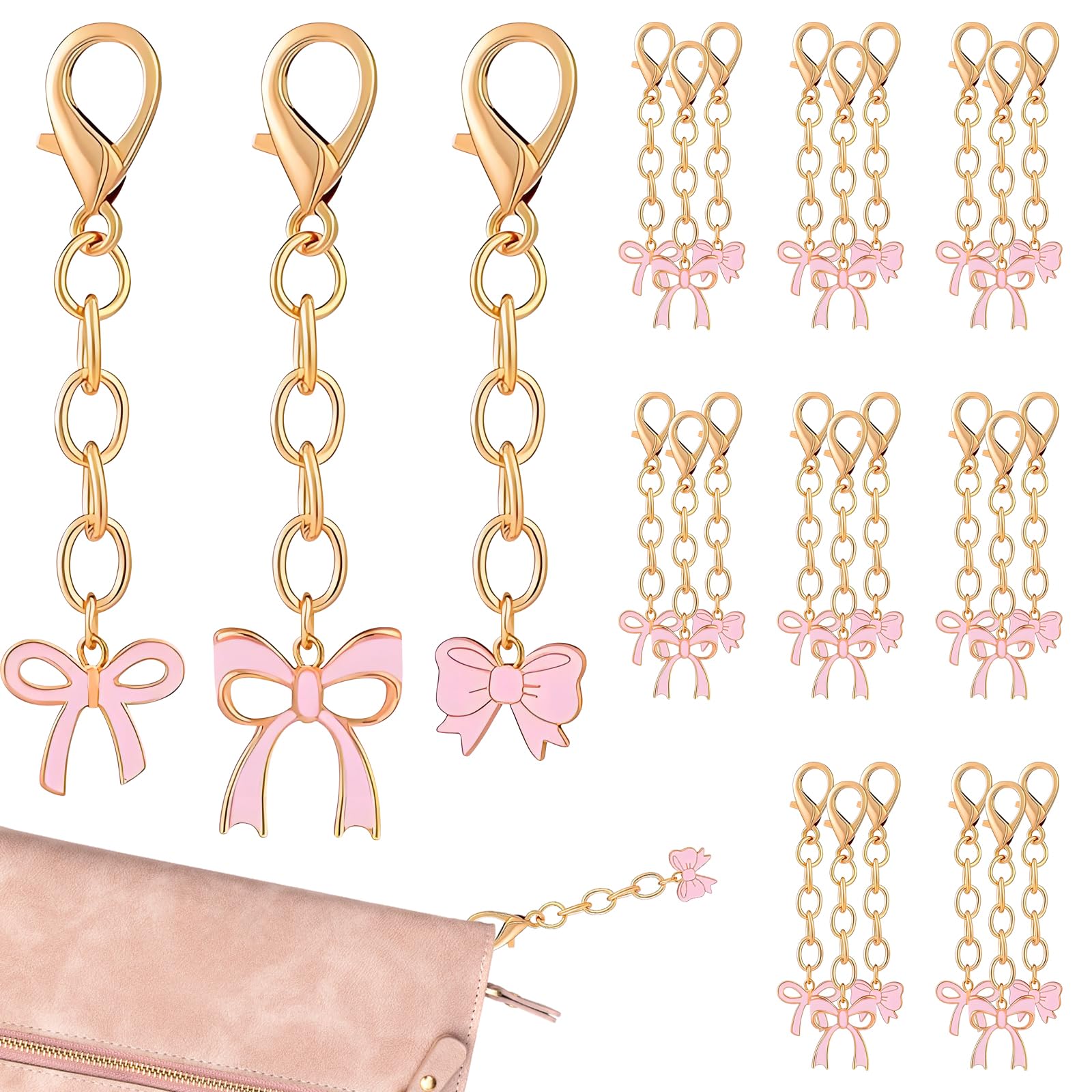 HINGTAI 30Pcs Bow Keychain, Cute Bow Party Favors for Women Bag Charm Purse Friends Gift Supplies for Women, Not Easily Damaged Suitable for Birthday Parties Gifts Supplies