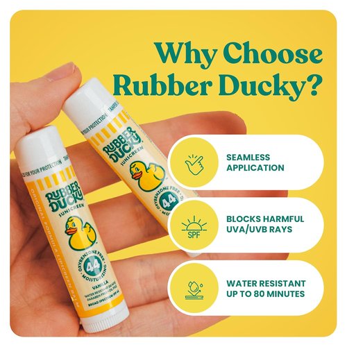 Rubber Ducky Lip Balm - SPF 44 Water Resistant Vegan Formula with Vitamin E | Untinted Vanilla Flavor