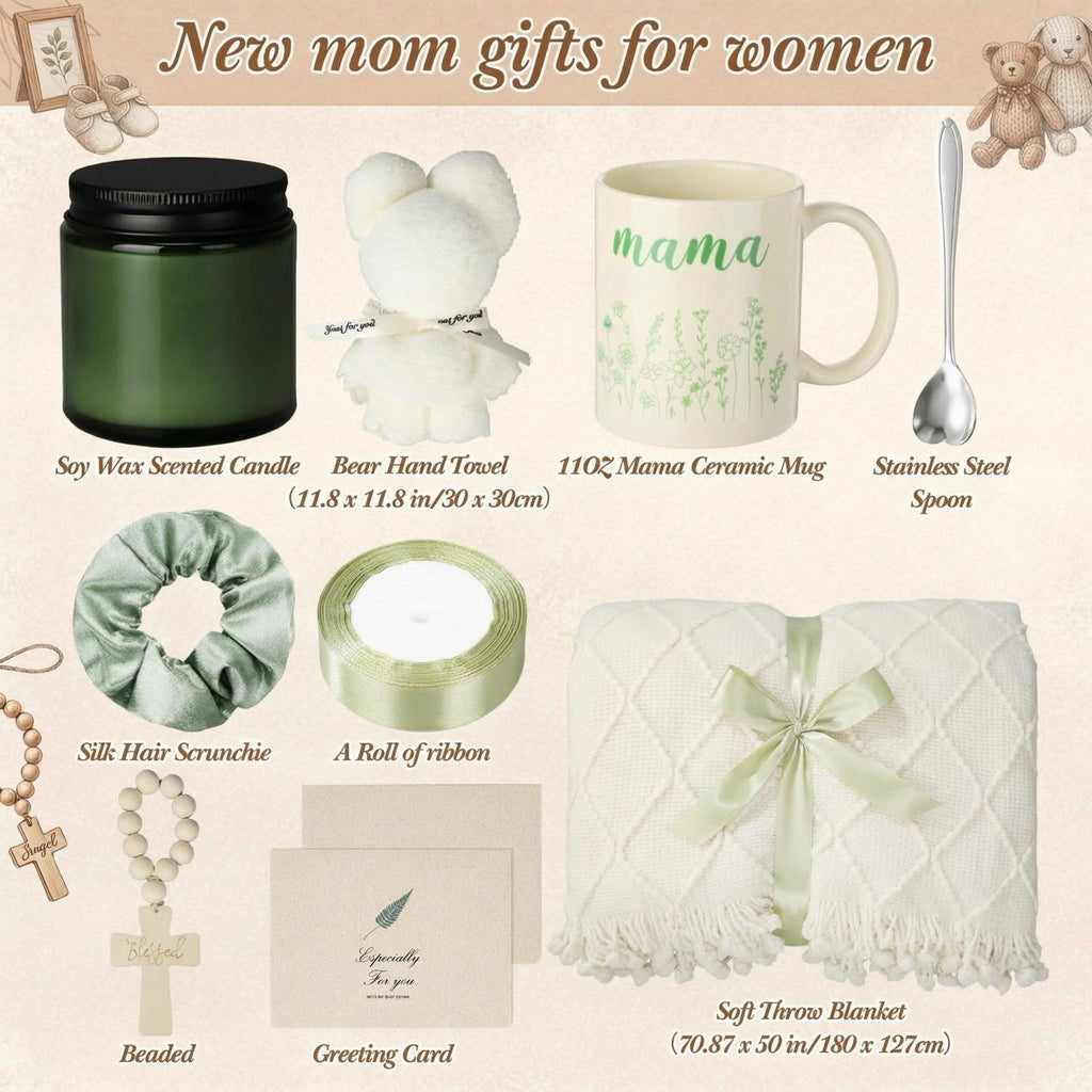 Ferrochef New Mom Care Package After Baby, New Mom Gifts Set Pregnancy Gift for Expecting Mommy with Blanket, Mama Mug for Moms to Be Baby Shower First Mothers Day Women Birthday Postpartum Essentials
