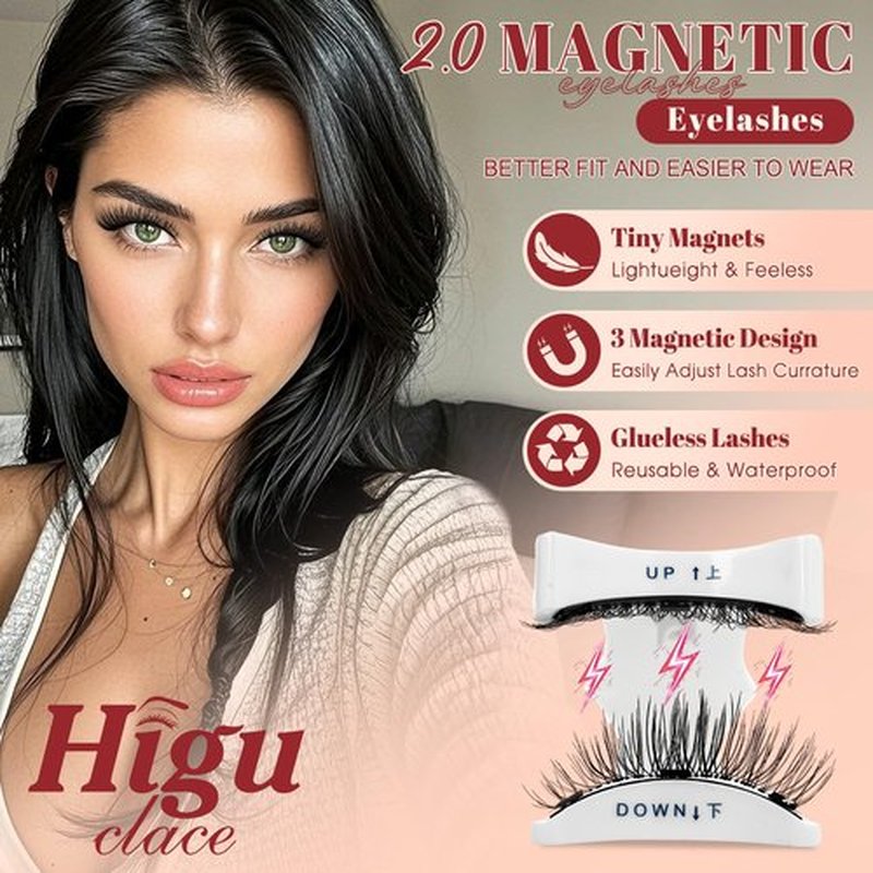 Higu clace Magnetic Eyelashes Magnetic Lashes with Applicator Soft Magnetic Eyelashes Natural Look Wispy Pestañas Magnéticas No Need Glue Easy to Wear and Remove(DJCX-A04)