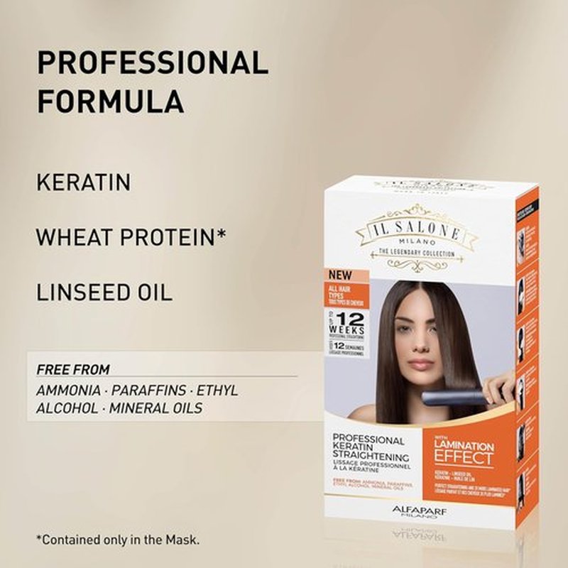 Il Salone Milano Keratin Hair Treatment - Smoothing & Straightening Kit for All Hair Types - Anti-Frizz, Heat Protection