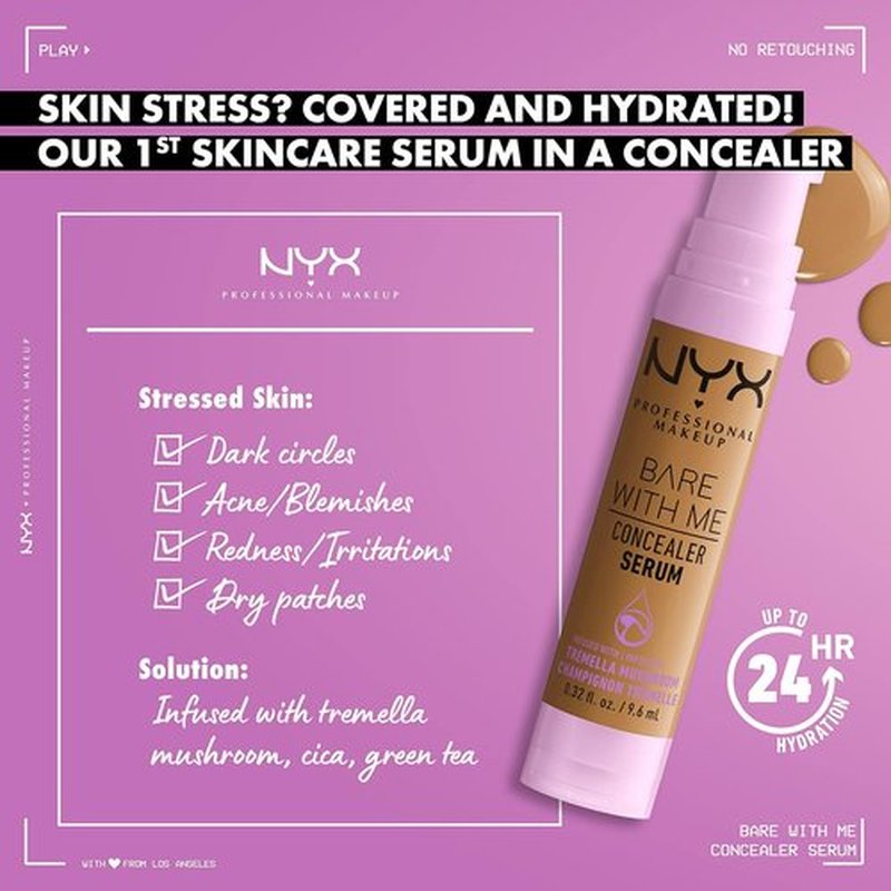 NYX PROFESSIONAL MAKEUP Bare With Me Concealer Serum - 24Hr Hydration Concealer in Tan