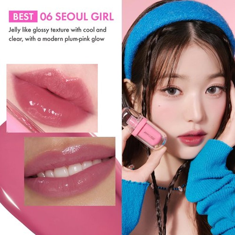 Amuse Seoul Jel-Fit Tint (06 Seoul GIrl) | Korean Jelly Lip Tint, Long-Lasting Lip Stain, Hydrating & Glossy, Hyaluronic Acid for Smooth Moisturized Lips, High Pigmentation, Vegan