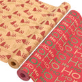 AhfuLife 2 Rolls Christmas Wrapping Paper - 17 Inch × 49.2 Feet Per Roll, Recyclable Red Brown Kraft Xmas Wrapping Paper for Gift Box Decoration