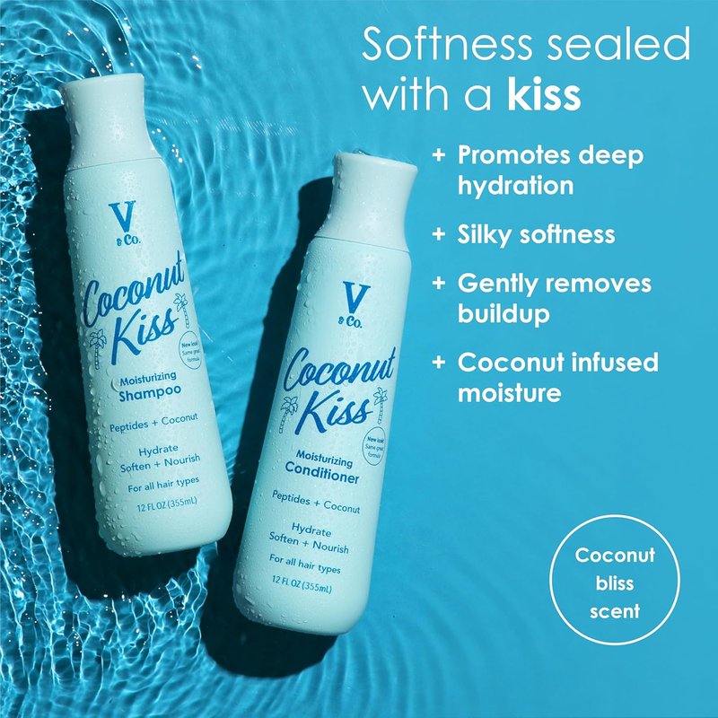 V&Co. Moisturizing Shampoo - Sulfate-Free, Color Safe Formula with Peptide Technology | 12 Oz.