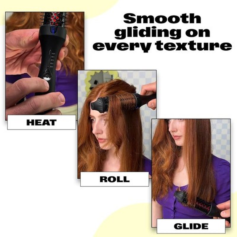 Trademark Beauty Infrared Ionic Thermal Styling Brush - 1.5 Inch Round Barrel for Frizz Control & Shine | Volumizing Hot Brush in Pink