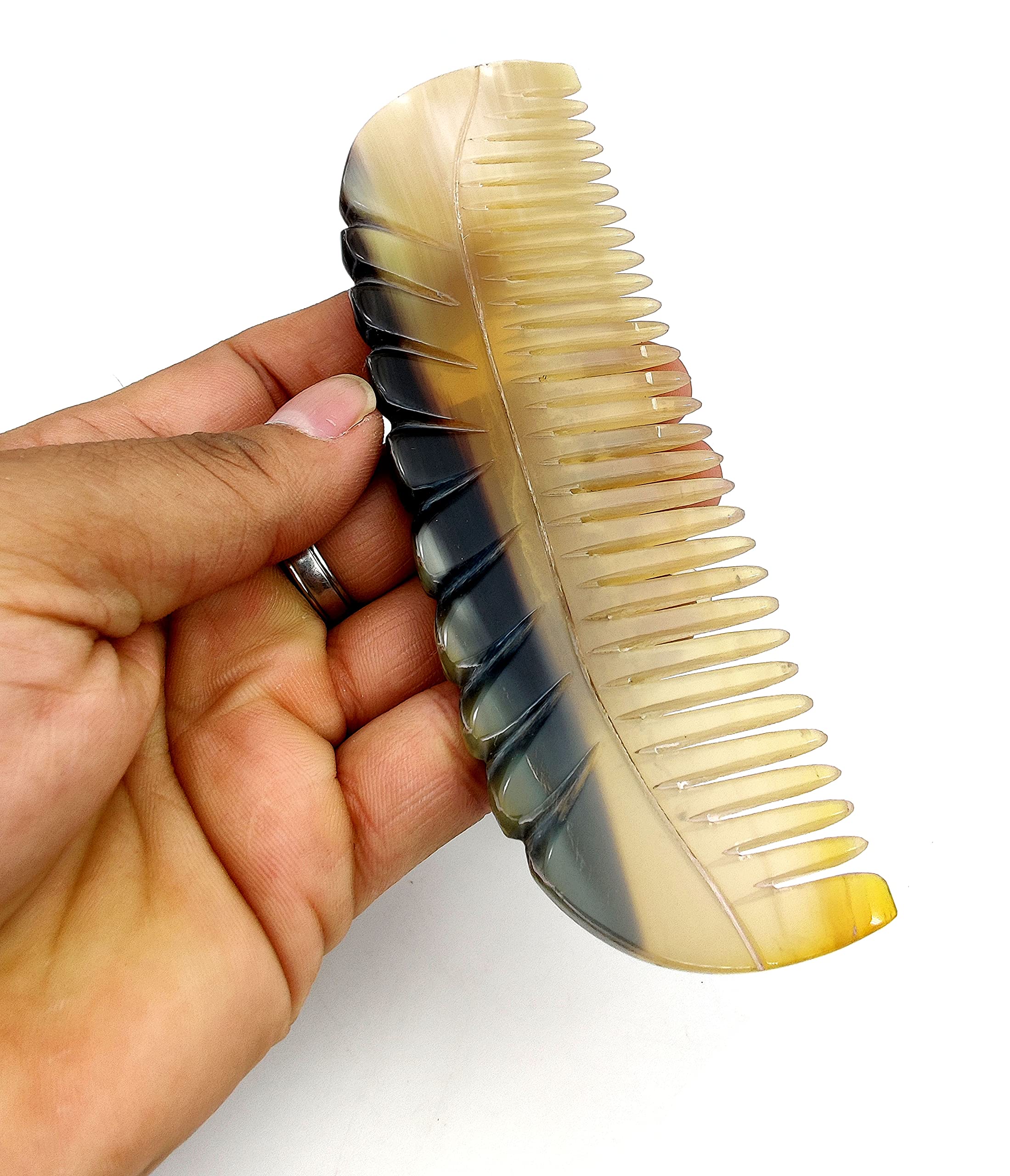 5MOONSUN5's Ox Horn Comb - Premium Quality 100% Handmade Anti Static Natural Fine Horn Pocket Comb - Professional Detangling Massage - Great Gift - 5.5 inch