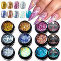 SUTOZMIWE Glitter Gel Nail Polish Set, 9 Colors Glitter Sequins Nail Gel Holographic Laser Effect Sparkle Shimmer 3D Gels Nail Polish Soak Off Curing Need Home Salon DIY Manicure Nail Art Design