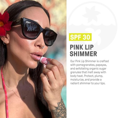 Raw Elements Organic Pink Lip Shimmer - Zinc Oxide SPF 30+ Protection | 0.15oz