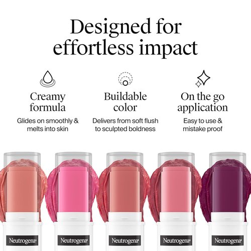 Neutrogena Healthy Glow Blush Stick - Ultra Creamy Cheek Color with Mango Butter | Rich Berry, 0.3 oz