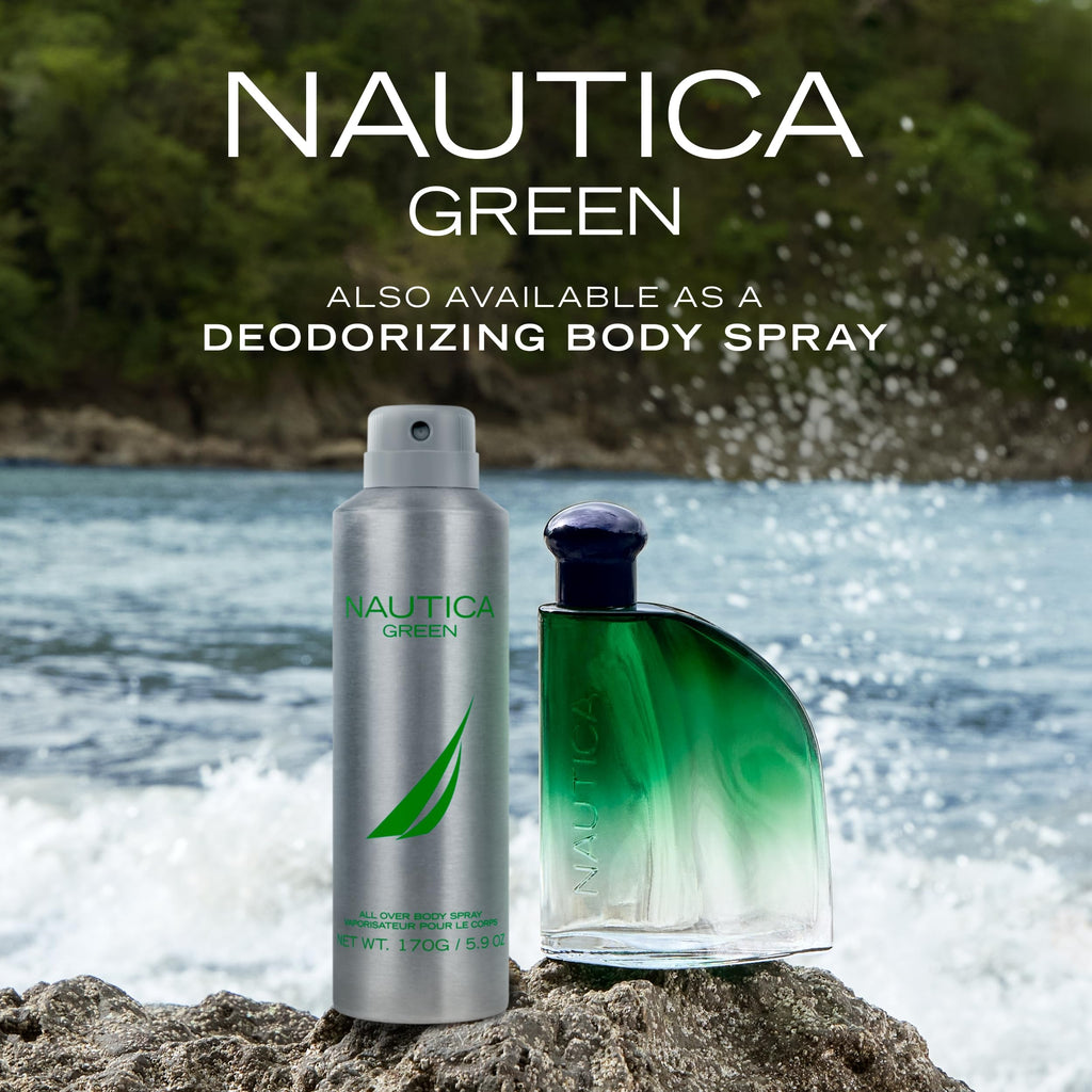Nautica Color Green Giftset 1.6 fl oz EDT + 5.9 oz Deodorizing Body, Woody Fougere, Notes of Ginger, Geranium and Vetiver, Men's Duo Pack, Long Lasting, Everyday Fragrance