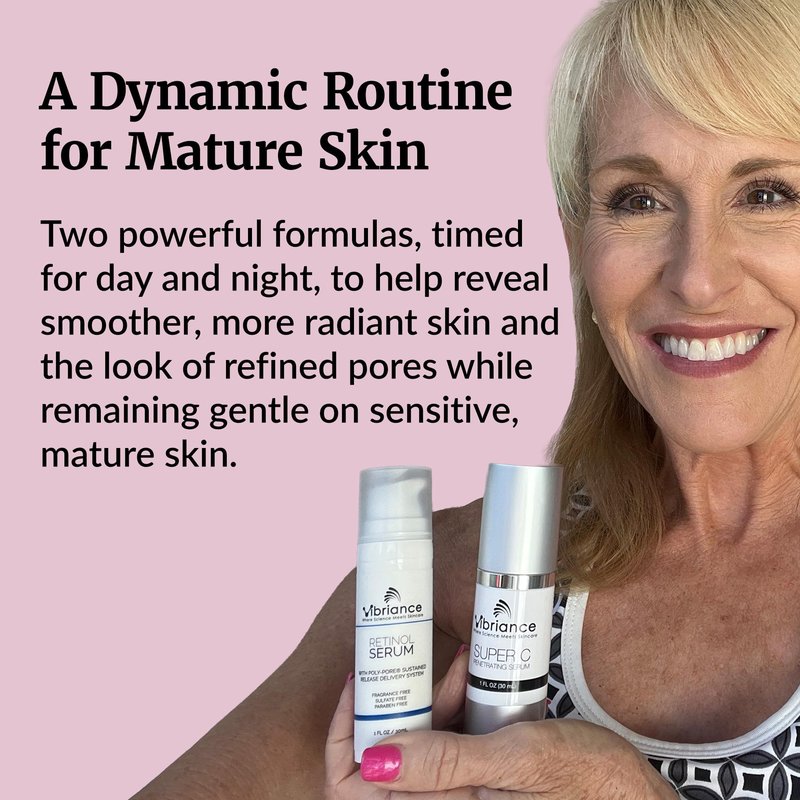 Vibriance Dynamic Duo Skincare Bundle | Super C Vitamin Serum, Retinol Skin Care Set - Age-Defying Night and Day Retinol and Vitamin C Serum for Face Routine Skincare Kit